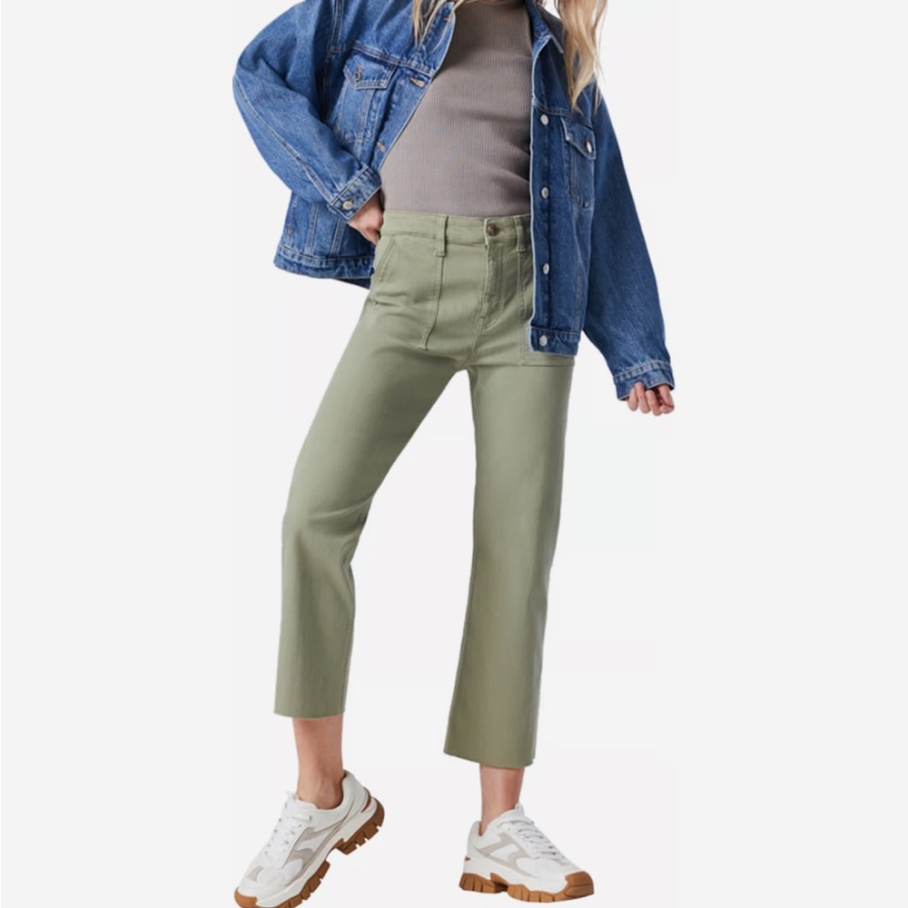 Mavi ‘SHELIA’ Light Green/Khaki Frayed Hem Denim Trouser Jeans 27